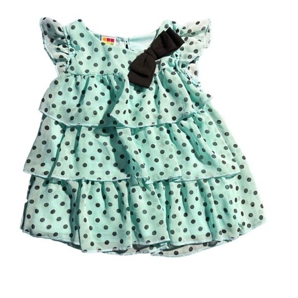 Healthtex Green & Black Polka Dot Dress Sz 24 Months